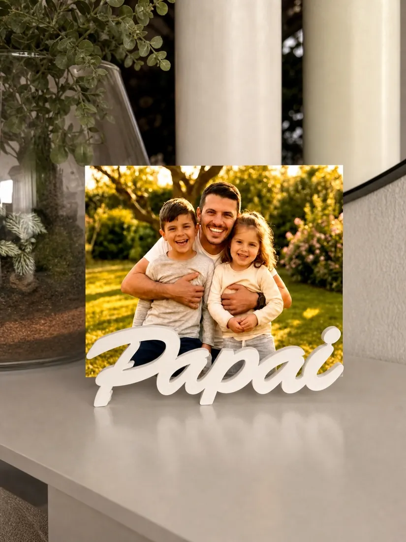 Porta-retrato Papai com foto da família