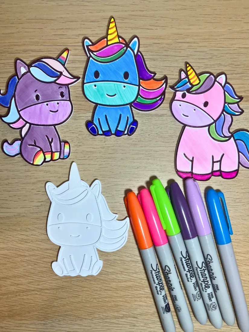 Plaquinhas de unicórnio para colorir